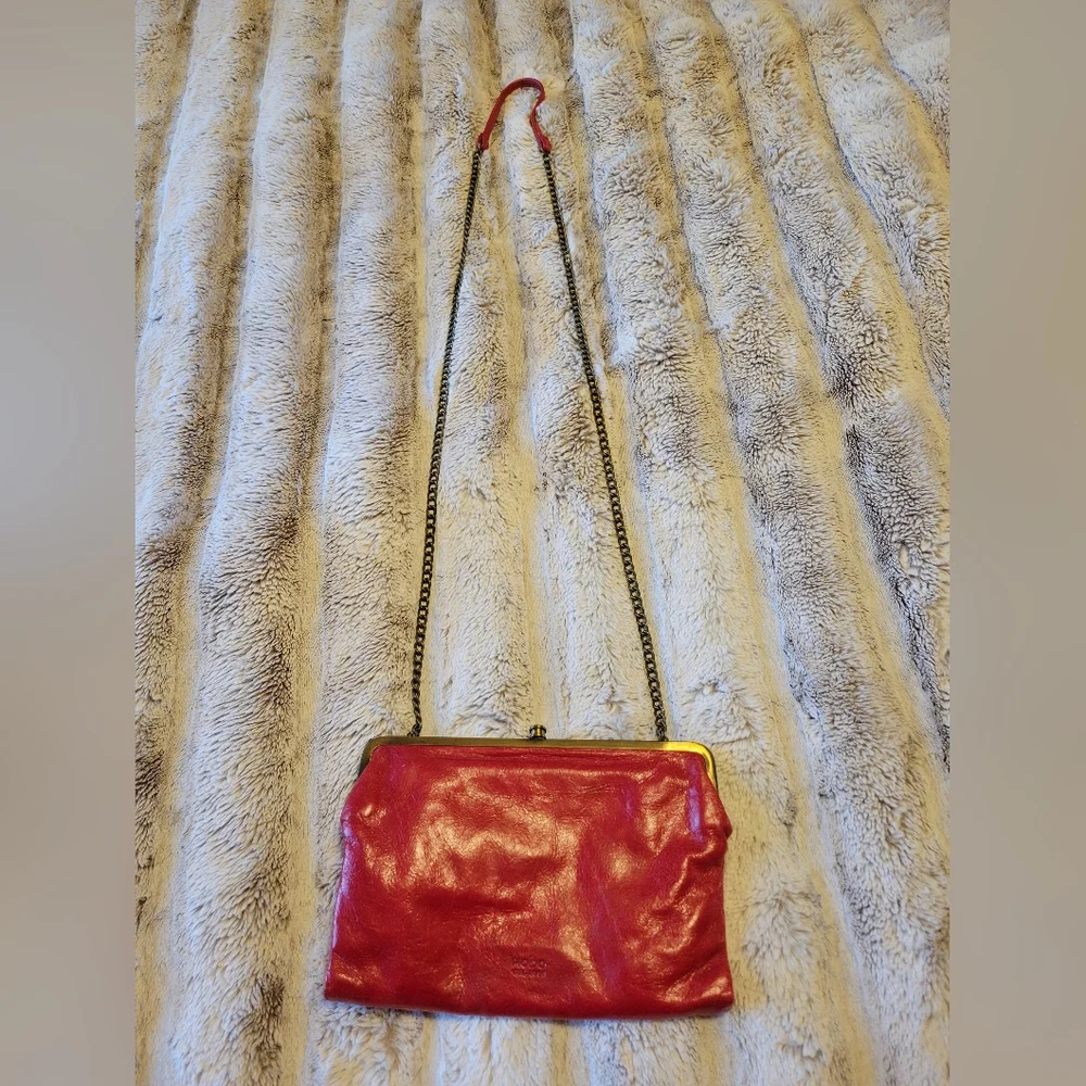 HOBO Red Leather Lauren Clutch Crossbody - Picture 7 of 8